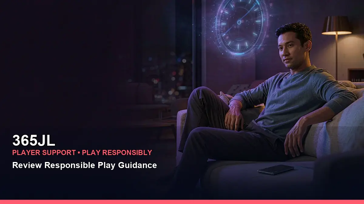 365JL responsible gaming guide with a clock-inspired holographic layout for Philippine players